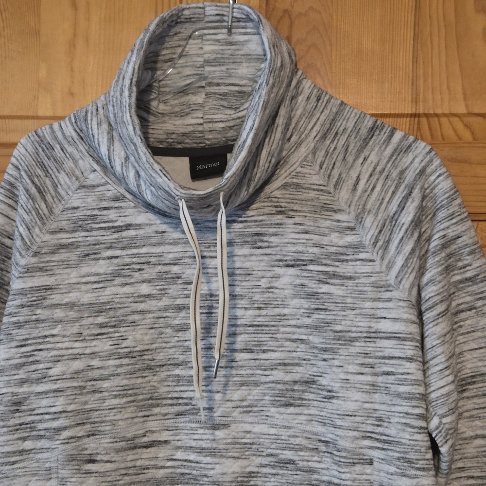 MARMOT Women's L Annie Cowl‎ Neck Pullover White Black Gray Pockets